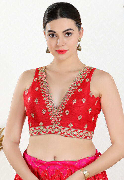 Cherry Red Threadwork Kalidar Lehenga | Lengha blouse designs, Lehenga  designs, Gown pattern