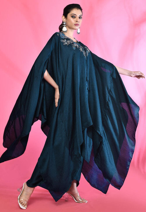 Buy Embroidered Art Silk Co Ord Set in Navy Blue Online : TPK79 - Utsav ...