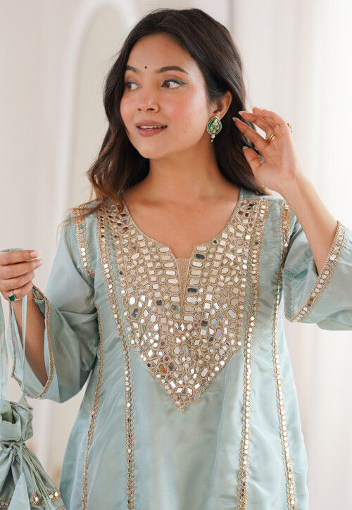 Buy Embroidered Art Silk Co Ord Set in Sky Blue Online : TPA4715 ...