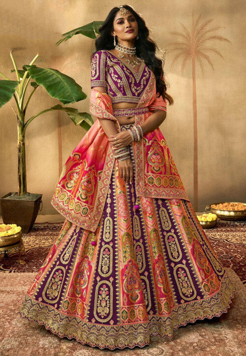 RE - Purple Colored Party Wear Designer Lehenga Choli - Latest Lehengas -  New In - Indian