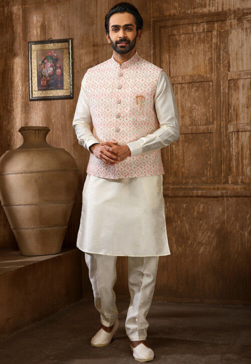 Cream kurta with jacket online