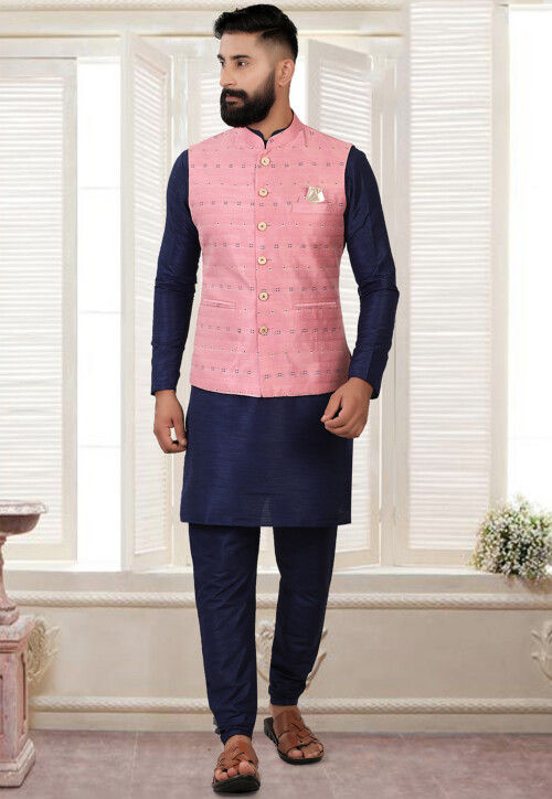 Buy SOJANYA Men Pink Ethnic Motifs Kurta With Pyjamas & Nehru Jacket - Kurta  Sets for Men 17326924 | Myntra