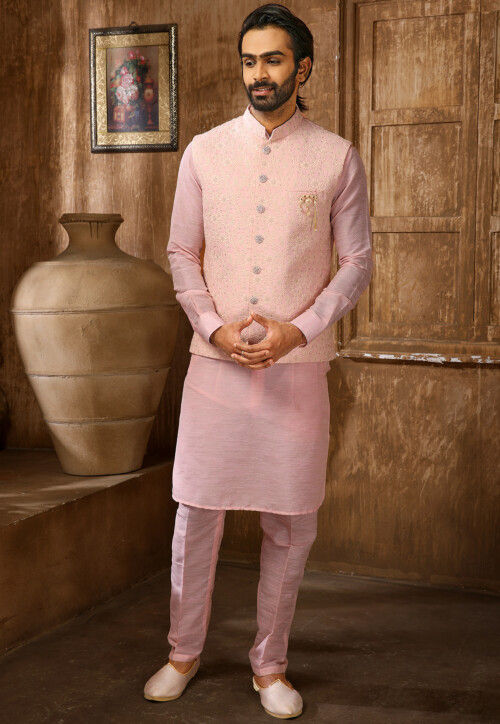 Buy Blush Pink Cotton Anarkali Kurta Lehenga Set (Kurta, Lehenga, Dupatta)  for INR15950.00 | Biba India