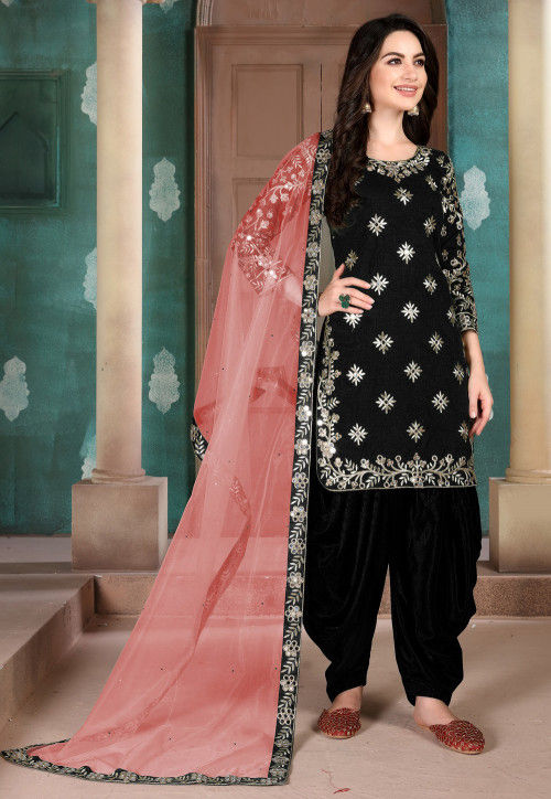 Embroidered Art Silk Punjabi Suit in ...