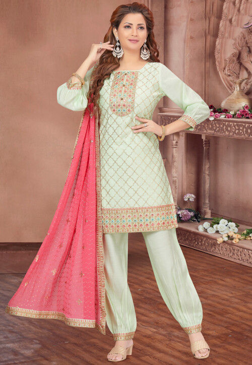 Light Pink Punjabi Salwar Suit With Yellow Duppta - Zikimo.com - Original  Indian Bridal Lehengas Collection