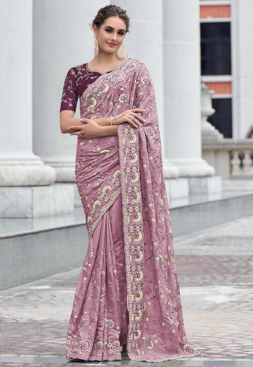 Buy Fascinating Purple Woven Silk Wedding Wear Saree - Zeel Clothing