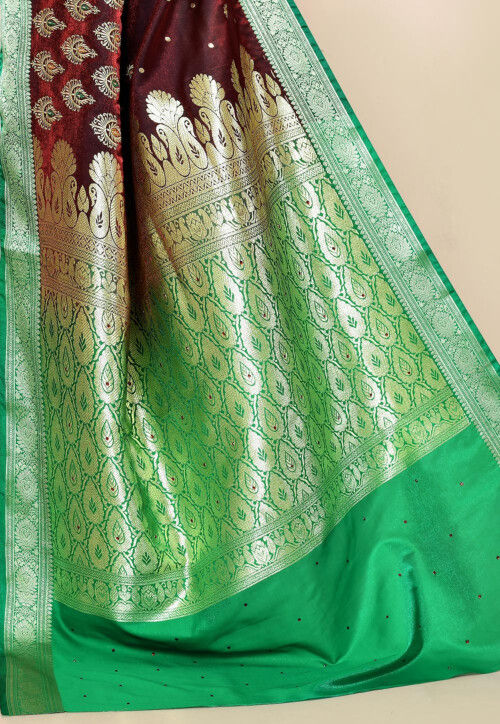 Embroidered Art Silk Saree in Wine