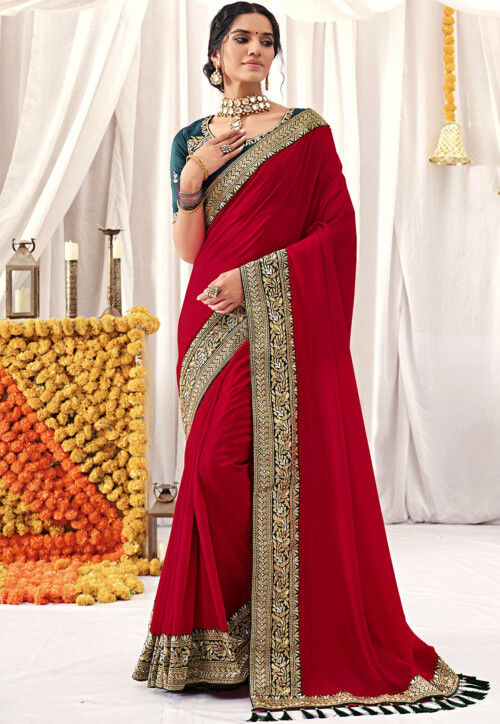 Buy VASTRANAND Black & Red Silk Cotton Woven Design Jamdani Saree - Sarees  for Women 11201938 | Myntra