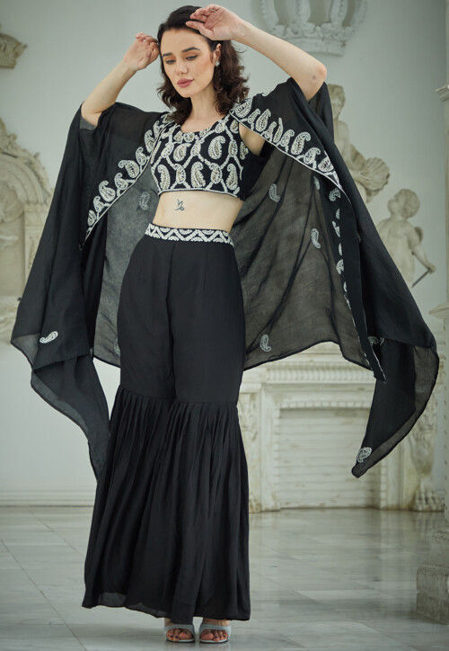 Black & Pink Free Size Embroidered Lehenga – Amoli Clothing