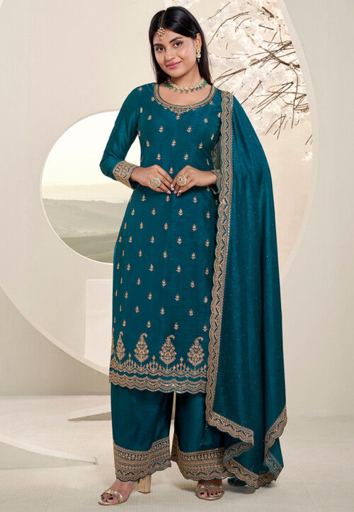 blue dress halloween ideas AZURE DESIGNER FORMAL CHIFFON DRESS 3pc – Emarlad Wear main image 1