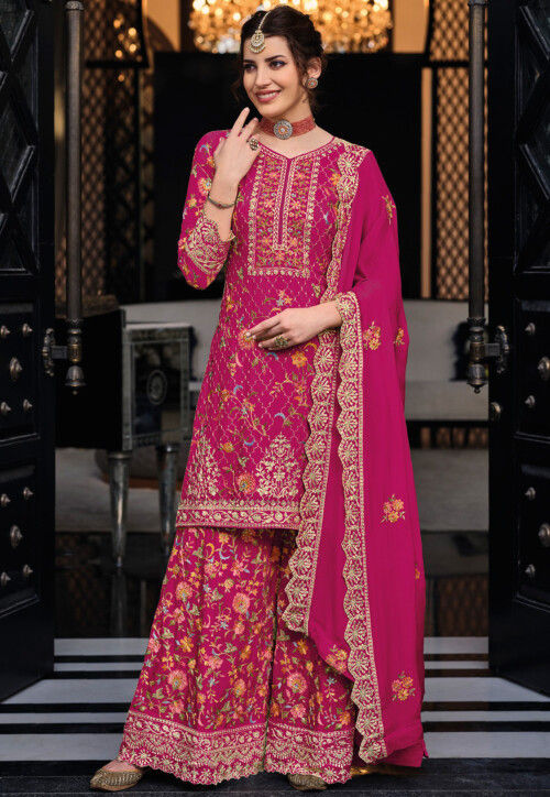 Buy Embroidered Chinon Chiffon Pakistani Suit in Pink Online : KCH10853 ...