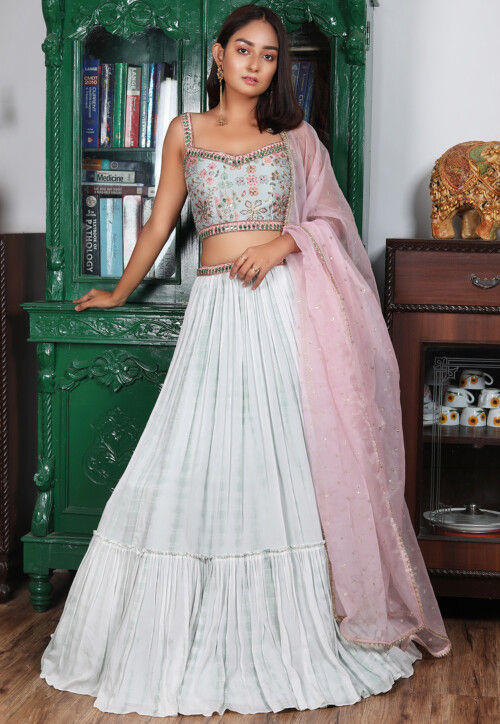 Pastel Pink and Blue party wear lehenga designs 2020 – TheDesignerSaree