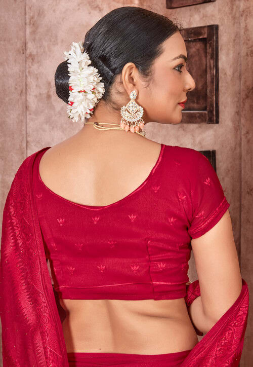 Embroidered Chinon Saree main image 1