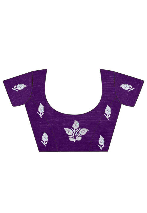 Embroidered Chinon Chiffon Scalloped Saree in Purple
