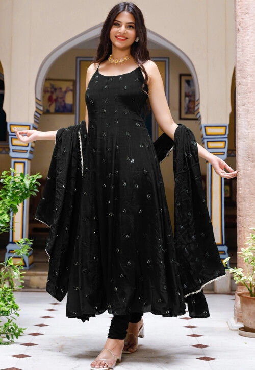 Buy This Ethnic Stylish Anarkali Suit in Black Color Online - SALA2335 |  Appelle Fashion