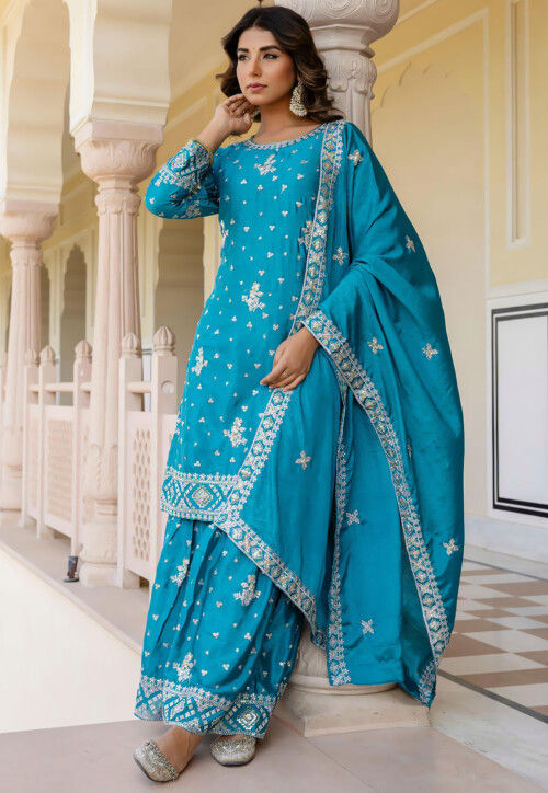 blue and white striped nautical dress Ramsha Pakistani Embroidered Dress-db30120