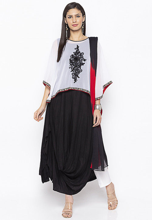 Buy Charcoal Art Silk with Cape Printed Dress (Dress, Inner) for INR2299.50  | Biba India