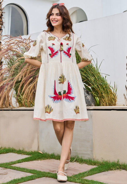 sachin and babi light blue dress Off-White Embroidered Cotton Muslin Floor Length Tier Dress 32