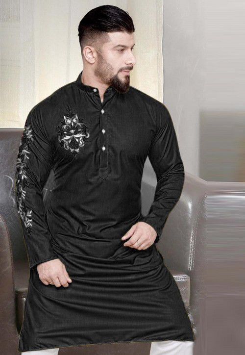 Black suit kurta shop design for man