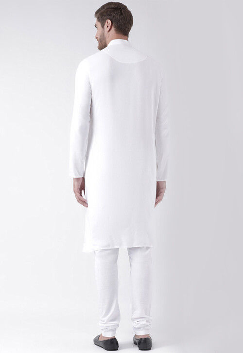 Embroidered Cotton Kurta in White