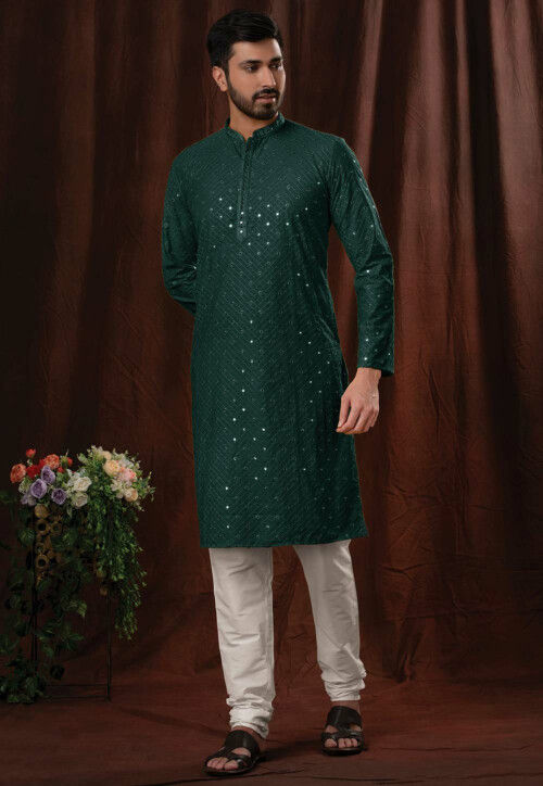 Dark green kurta pajama sales