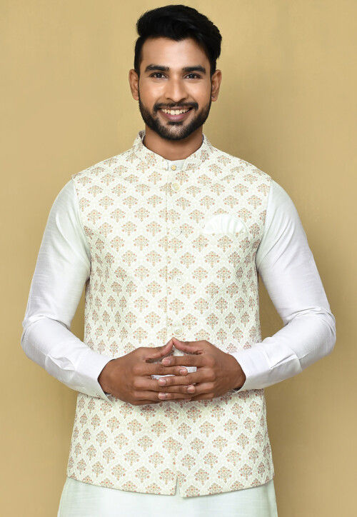Buy BLACKSMITH Floral Print Nehru Jacket For Men online
