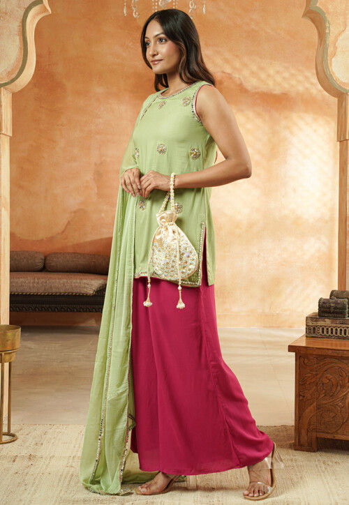 Embroidered Cotton Pakistani Suit in Green