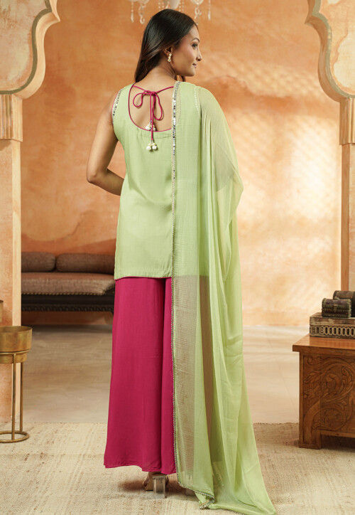 Embroidered Cotton Pakistani Suit in Green