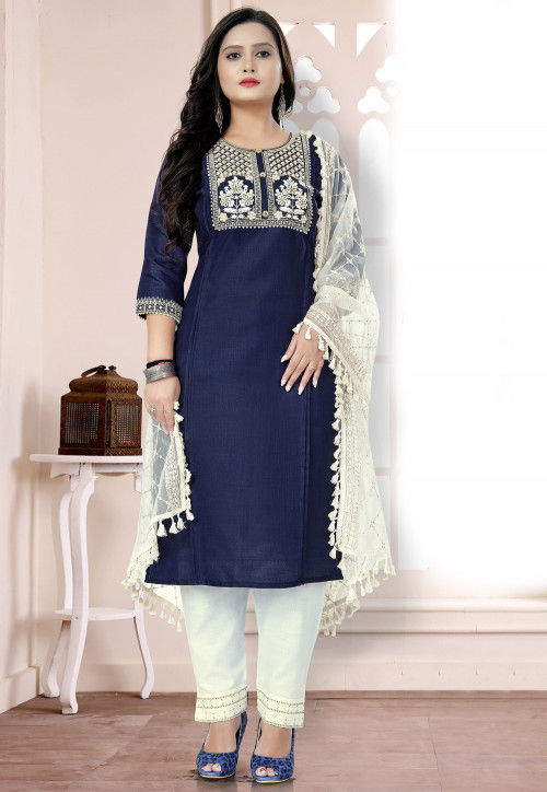 Buy online Navy Suit Set from ethnic wear for Women by Piroh for ₹1459 at  75% off | 2024 Limeroad.com