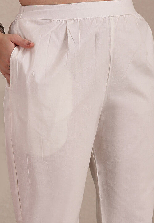 Embroidered Cotton Pakistani Suit in Yellow