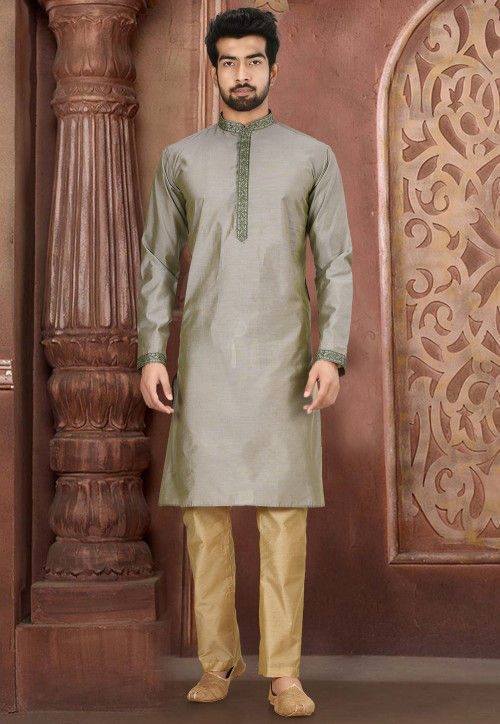 Cotton silk kurta store pajama
