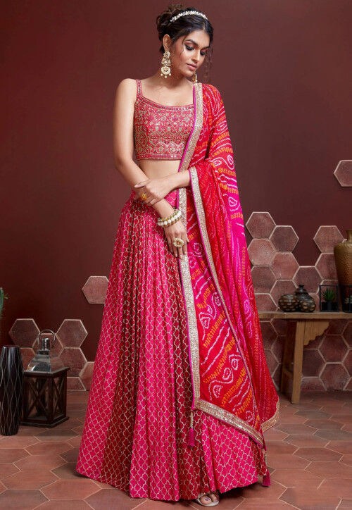 Red A Line Lehenga and Ghagra Choli: Buy Latest Designs Online | Utsav  Fashion