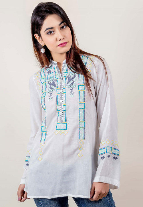 Embroidered Cotton Top in White