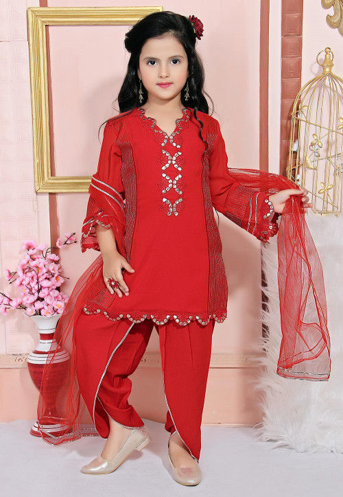 Buy Embroidered Georgette Punjabi Suit in Red Online UDJ95 Utsav Fashion