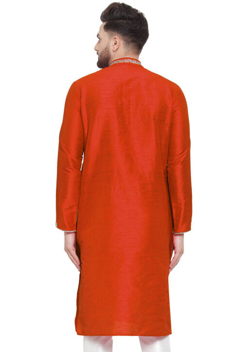 Rust Kurta Dhupion Silk Payjama main image 1