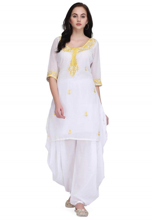 Buy Embroidered Georgette Kurti in White Online TPW169 Utsav Fashion