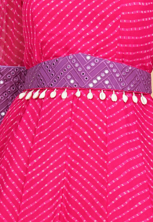 Embroidered Geogrette Waist Belt in Light Purple