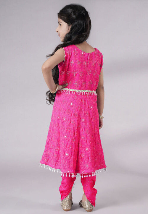 Embroidered Georgette A Line Suit in Pink