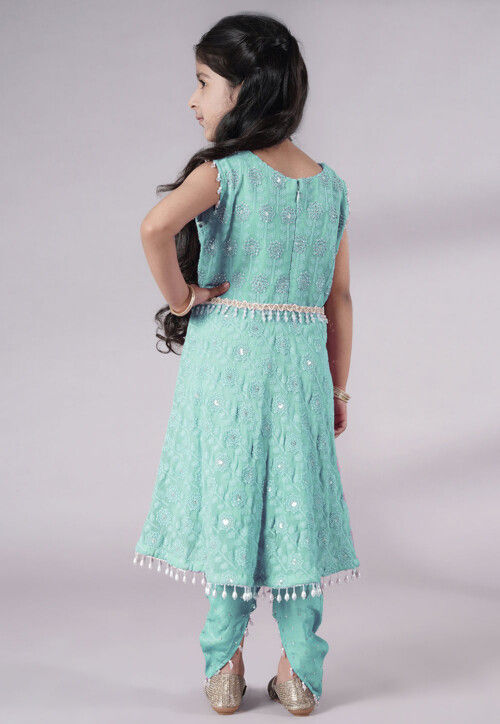 Embroidered Georgette A Line Suit in Sky Blue