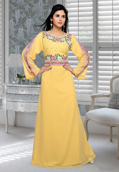 Yellow abaya hot sale
