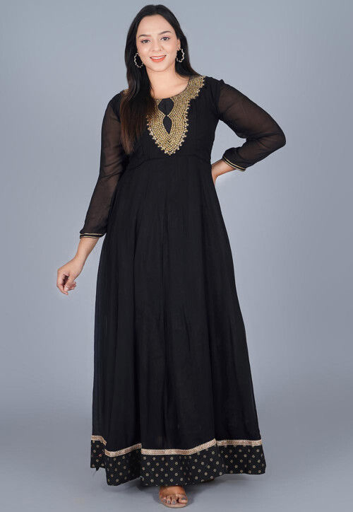 Black georgette anarkali kurta discount