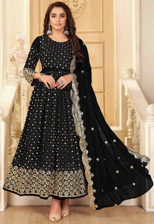 Buy Black Anarkali Dress for Women Floral Dupatta Anarkali Suit Black  Salwar Kameez Full Flared Anarkali Gown Indian Wedding Dress Kurti Gown  Online in India - Etsy