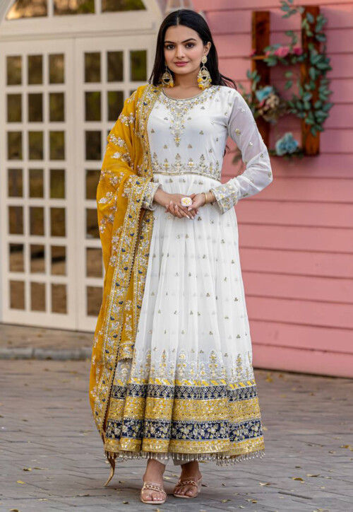 sachin and babi light blue dress Anarkali Dress White main image 1