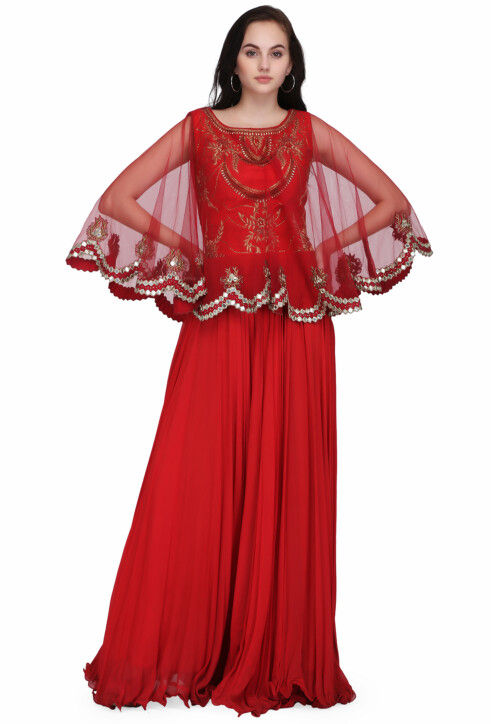 Georgette hot sale cape gown