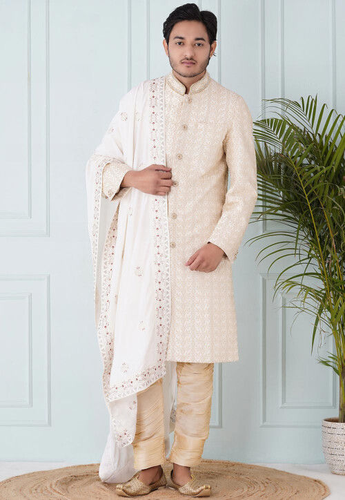 Off white embroidered dupatta clearance