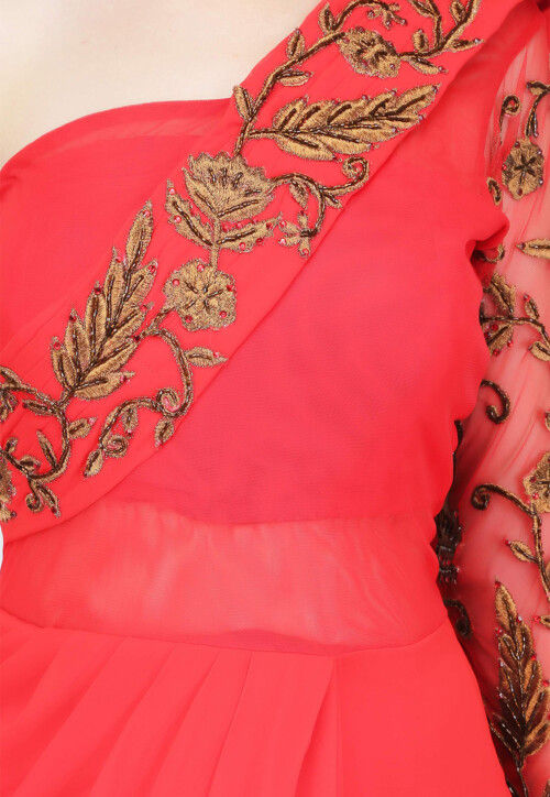 Embroidered Georgette Gown With Dupatta