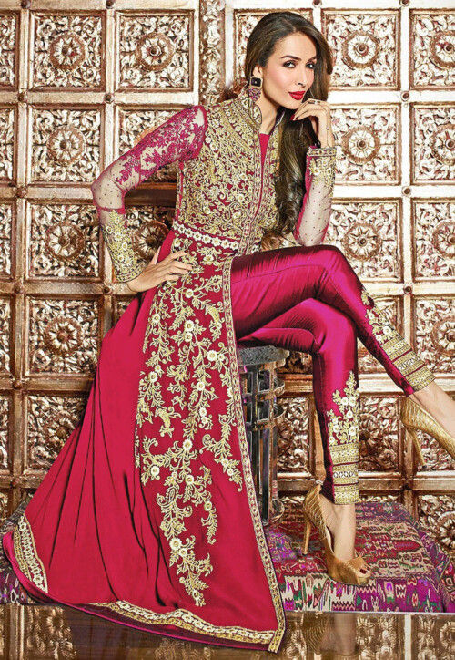 Nice Faux Georgette Embroidered Jacket Style Anarkali Suit -