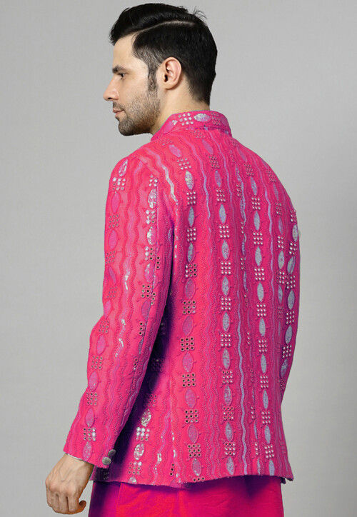 Embroidered Georgette Jodhpuri Jacket in Fuchsia