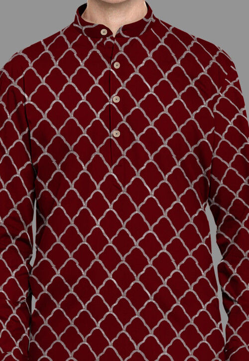 Embroidered Georgette Kurta in Maroon