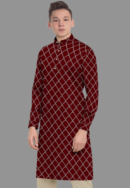 Embroidered Georgette Kurta in Maroon